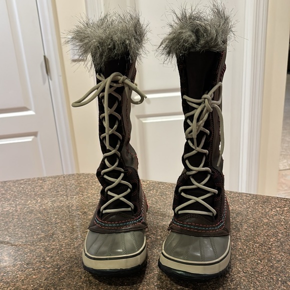 SOREL CATE THE GREAT LADIES BROWN GRAY WINTER SKI SNOW BOOTS-6M-1927-059 - Picture 3 of 14